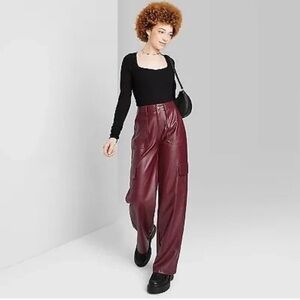 Wild Fable Women's Burgundy Vegan Leather Pants Size L